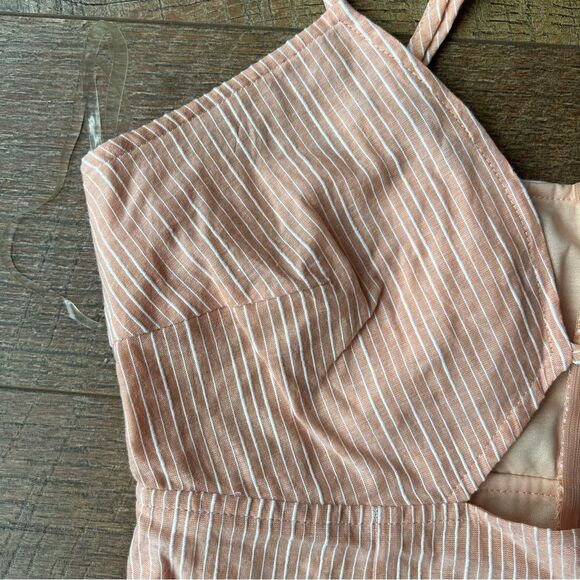 LA Hearts PEACHY Orange White Stripe Cutout Mini Dress Sz S new with tag🏷 - Picture 6 of 12